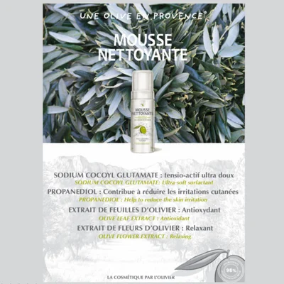 Mousse Nettoyante aux Extraits de Feuilles d'Olivier 150ml - 2
